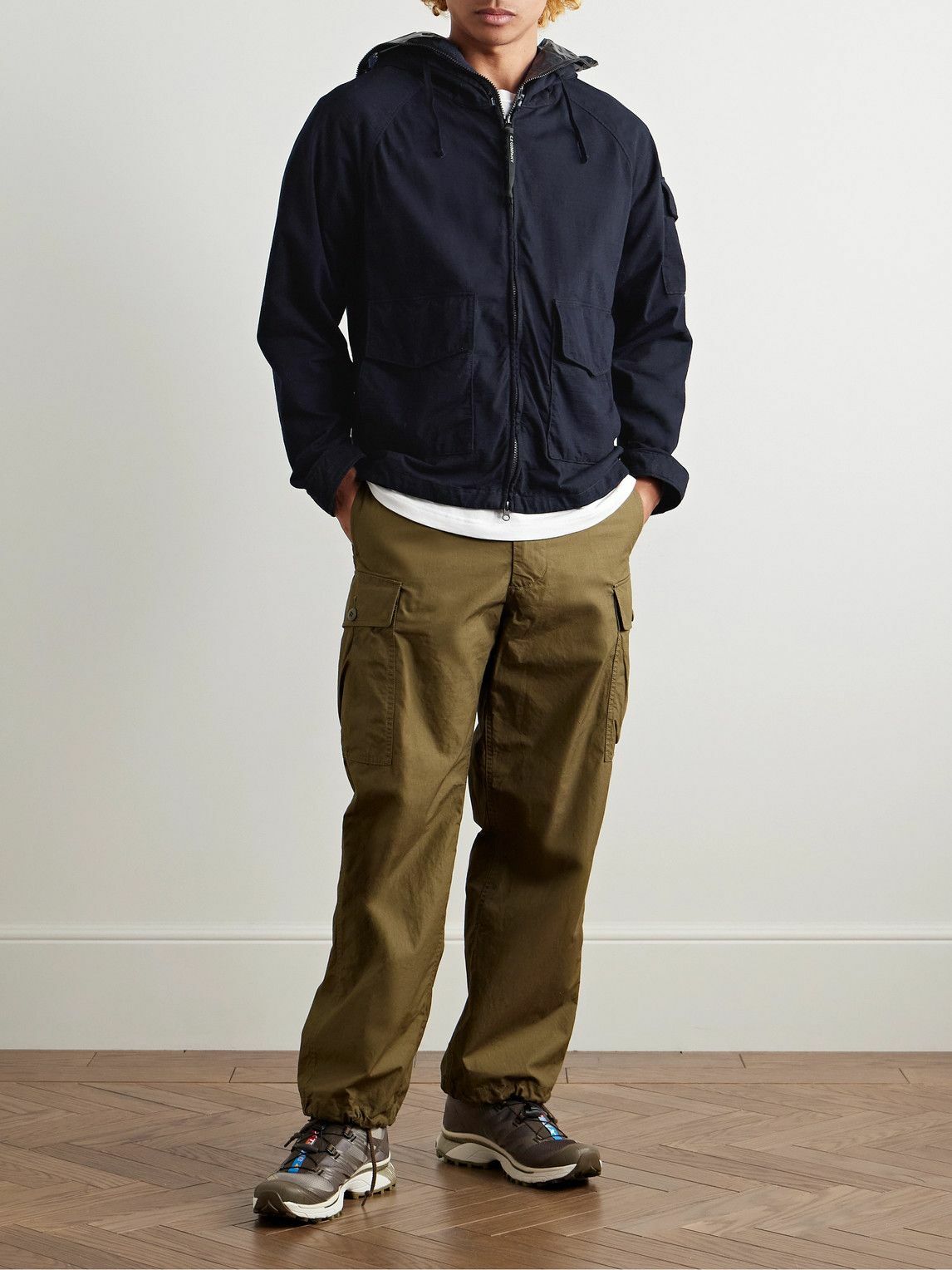 【cp company】goggle hooded ジャケットパーカ C.P. Company - Explorer Goggle-Appliquéd Jersey and Coated