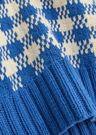Ymc Heidi Checked Knitted Cotton Vest Blue And White