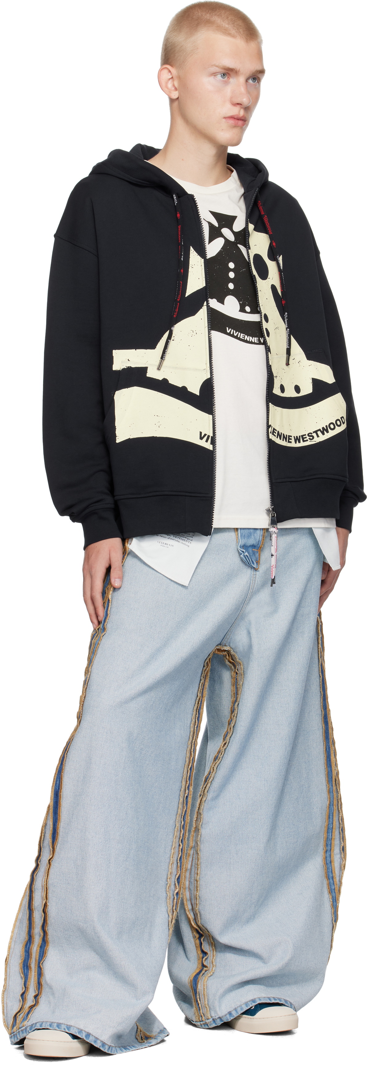 Vivienne Westwood Navy Sunken Orb Zip Hoodie Vivienne Westwood