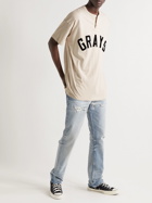 Fear of God - Logo-Flocked Cotton-Jersey Henley T-Shirt - Neutrals