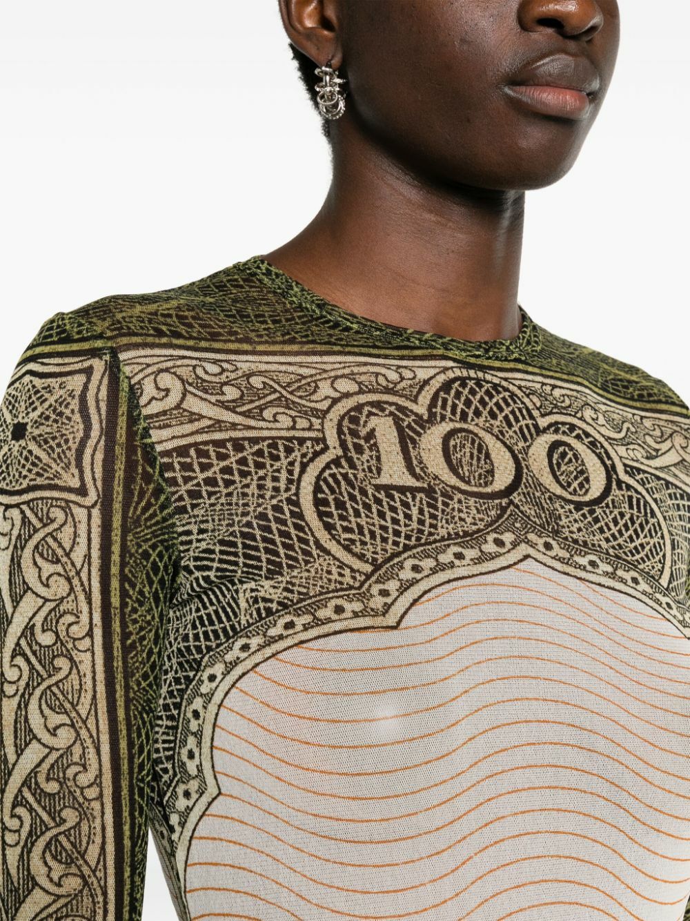 Jean Paul Gaultier Green The Cartouche-Print Midi Dress Jean Paul Gaultier