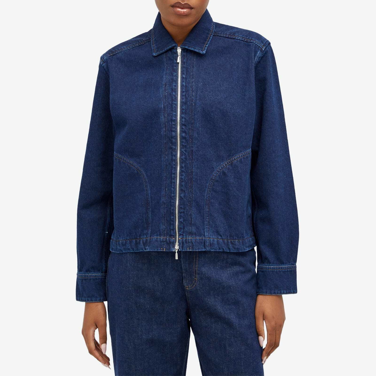 A Kind of Guise Women's Jasna Zip Jacket in Raw Riviera Denim