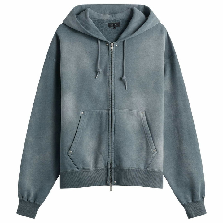 Photo: BEAMS Men's Fade Rivet Zip Hoodie in Fade Grey