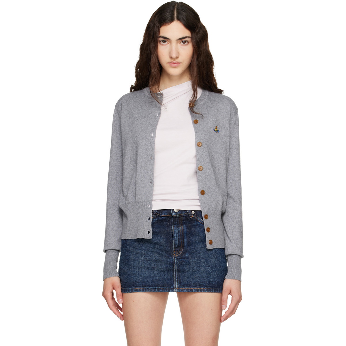 Vivienne Westwood Gray Bea Cropped Cardigan