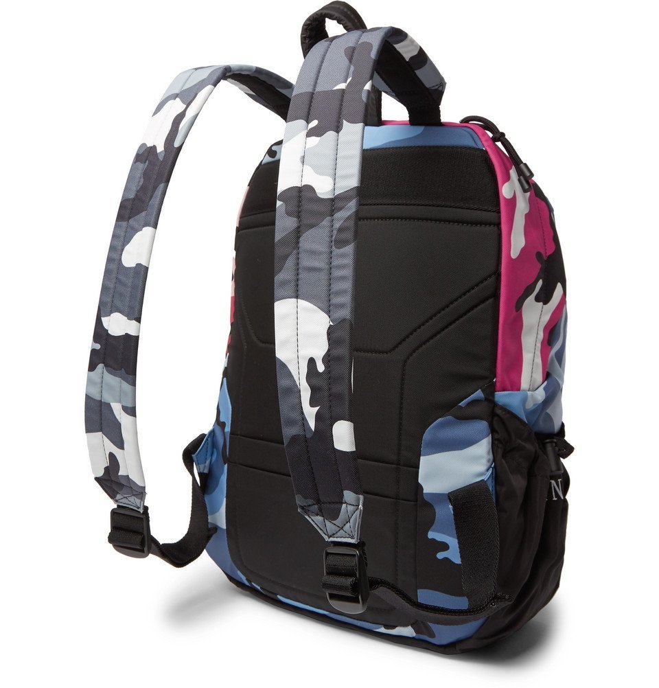 Valentino Garavani blue camouflage logo print backpack