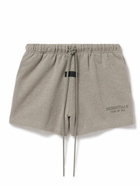 FEAR OF GOD ESSENTIALS - Wide-Leg Logo-Appliquéd Cotton-Blend Jersey Drawstring Shorts - Gray