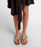 Christopher Esber Frida embellished suede thong sandals
