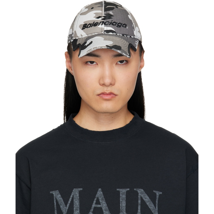 Photo: Balenciaga Gray & Black Camo Cotton Ripstop Cap