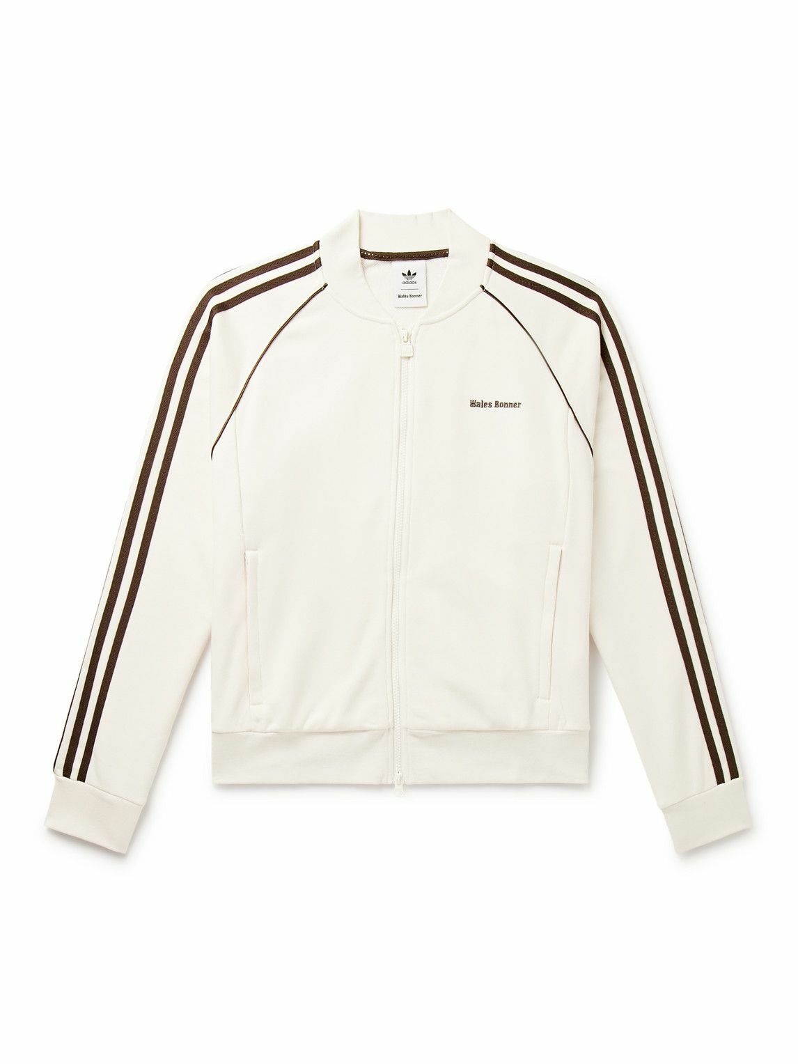 Photo: adidas Consortium - Wales Bonner Striped Logo-Embroidered Cotton-Blend Jersey Track Jacket - Neutrals