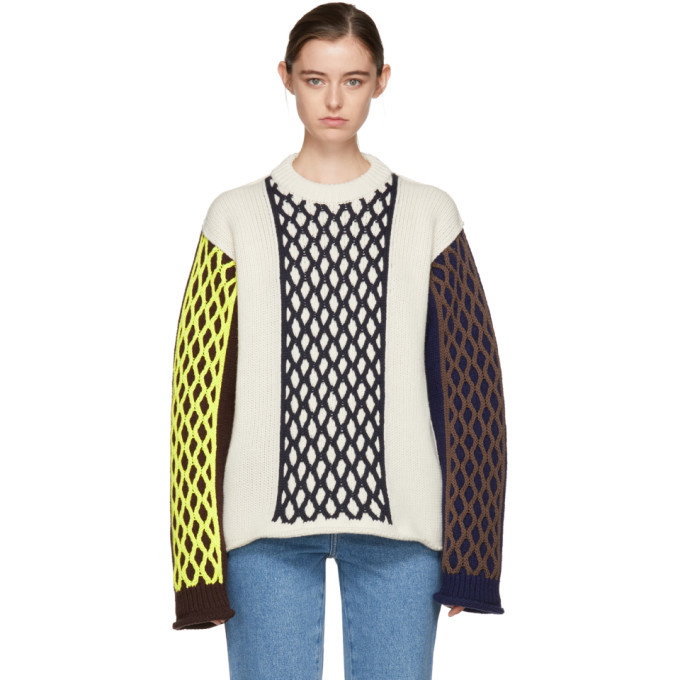 Photo: JW Anderson Off-White Contrast Cable Knit Sweater