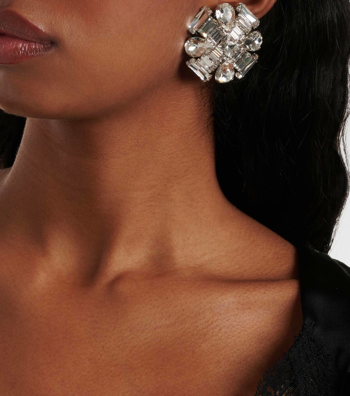 Alessandra Rich Flower crystal-embellished earrings