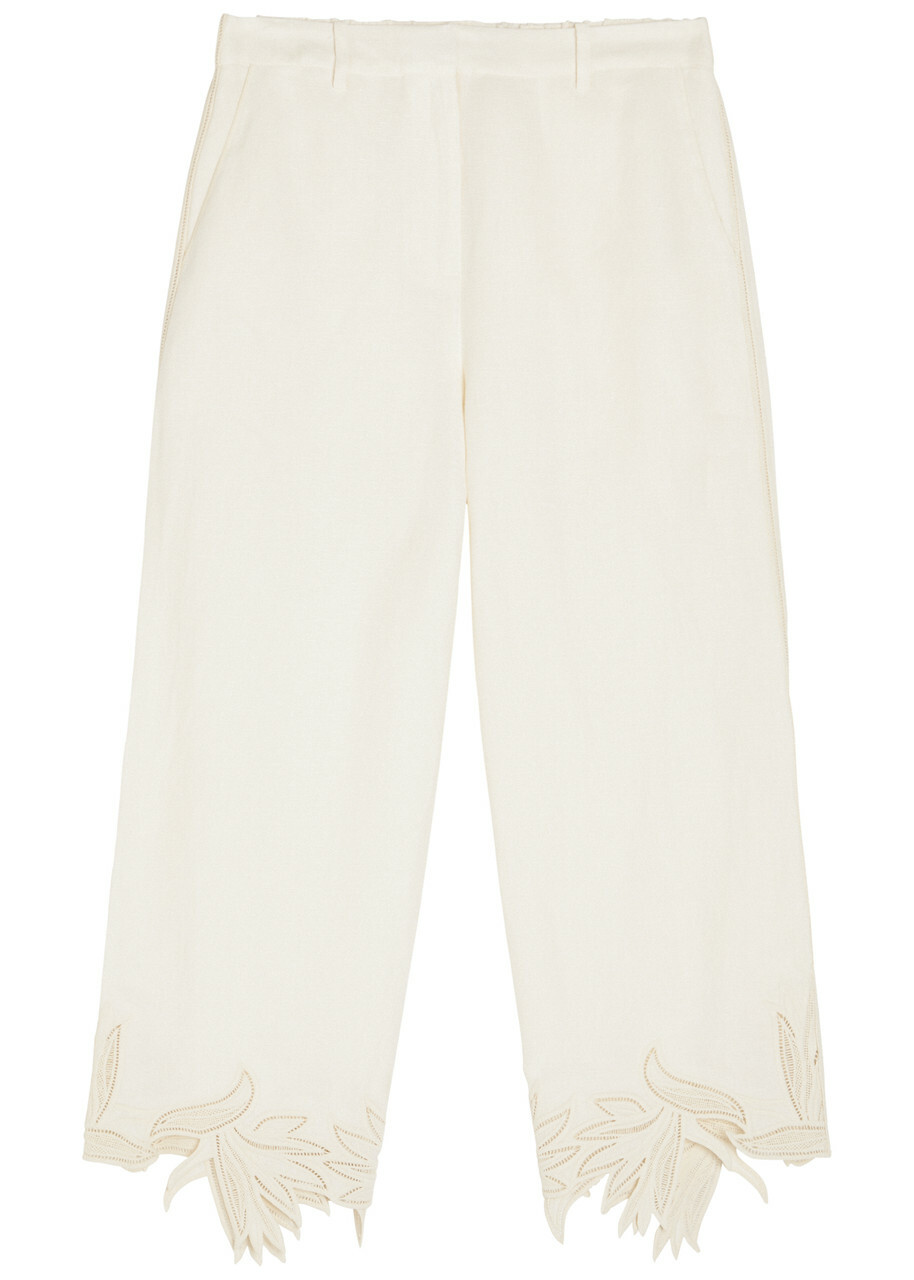 Simkhai Kallin Cropped Linen-blend Trousers White