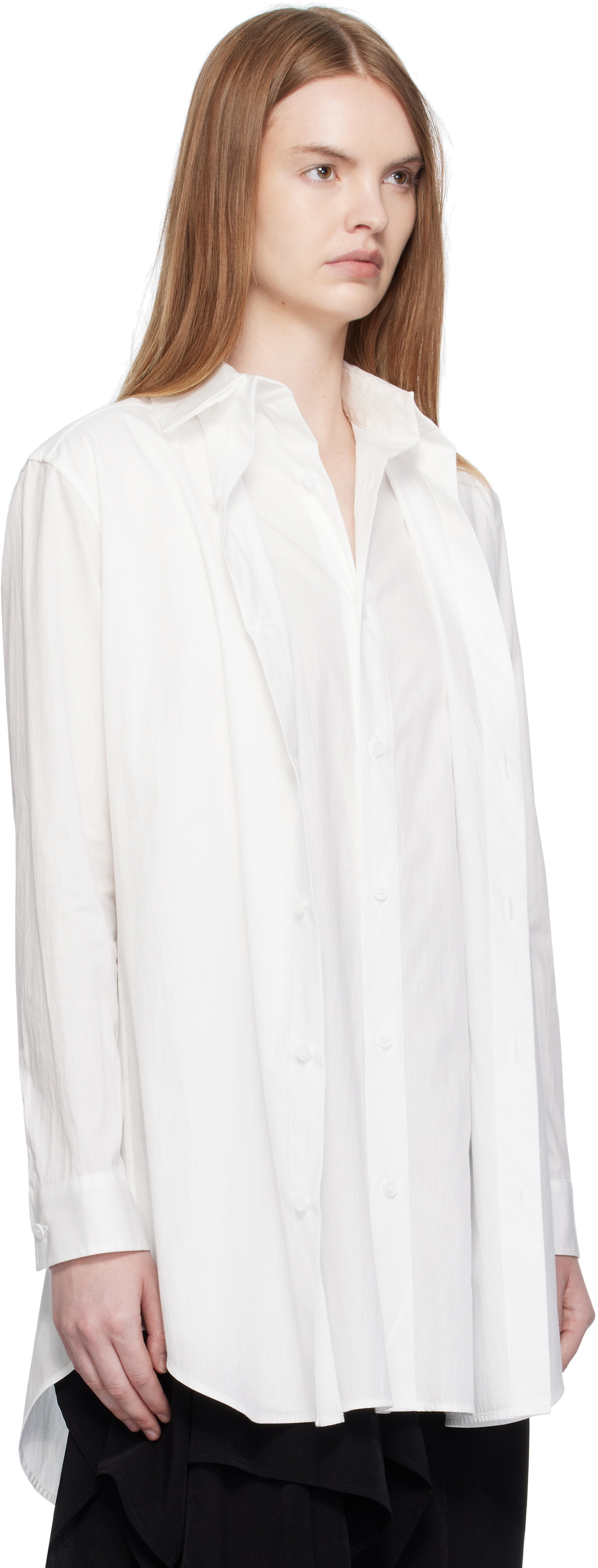 YOHJI YAMAMOTO White Cotton Broad F Double Layered Shirt