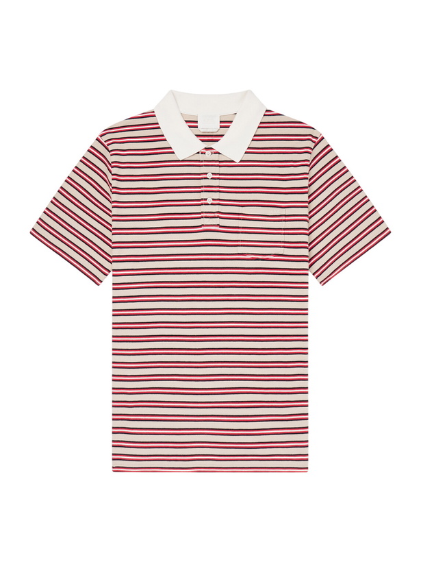 Photo: A.P.C. - Oscar Logo-Embroidered Striped Organic Cotton-Piqué Polo Shirt - Red