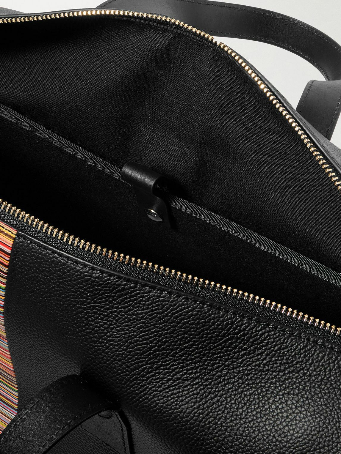 Paul Smith - Striped Full-Grain Leather Holdall