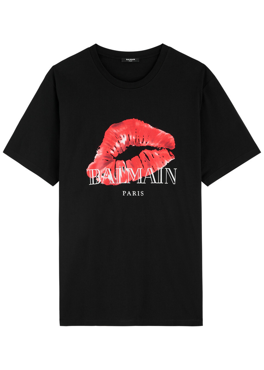 Balmain Kiss Logo-print Cotton T-shirt Black Balmain