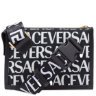 Versace Men's Repeat Logo Cross Body Bag in Black