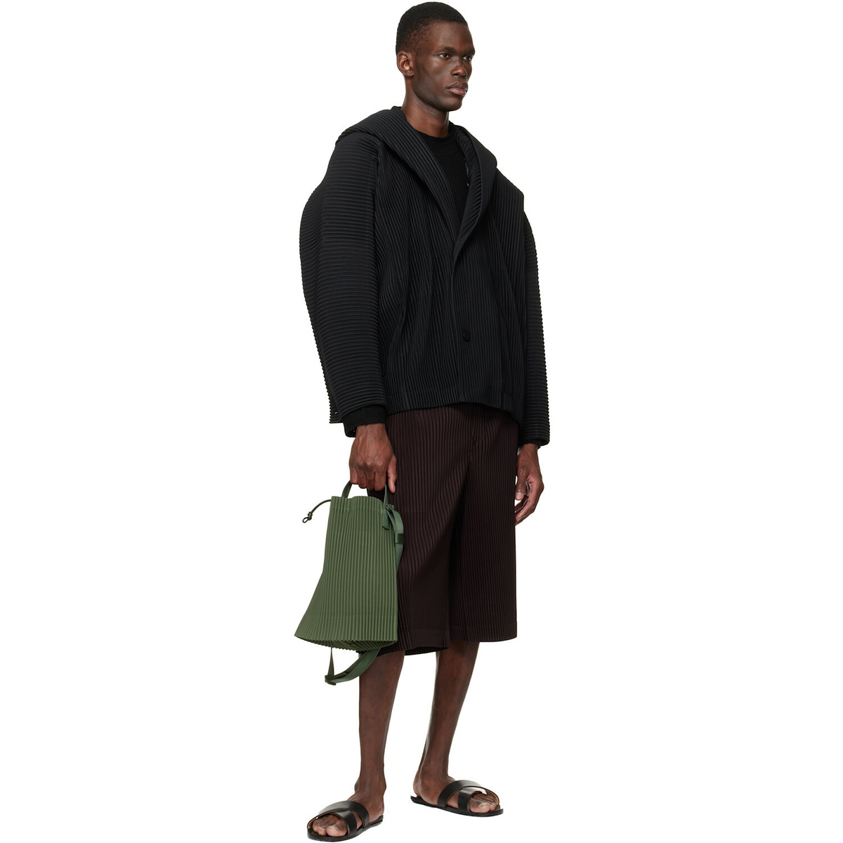 HOMME PLISSÉ ISSEY MIYAKE Green Drawstring Pleats Bag Homme Plisse