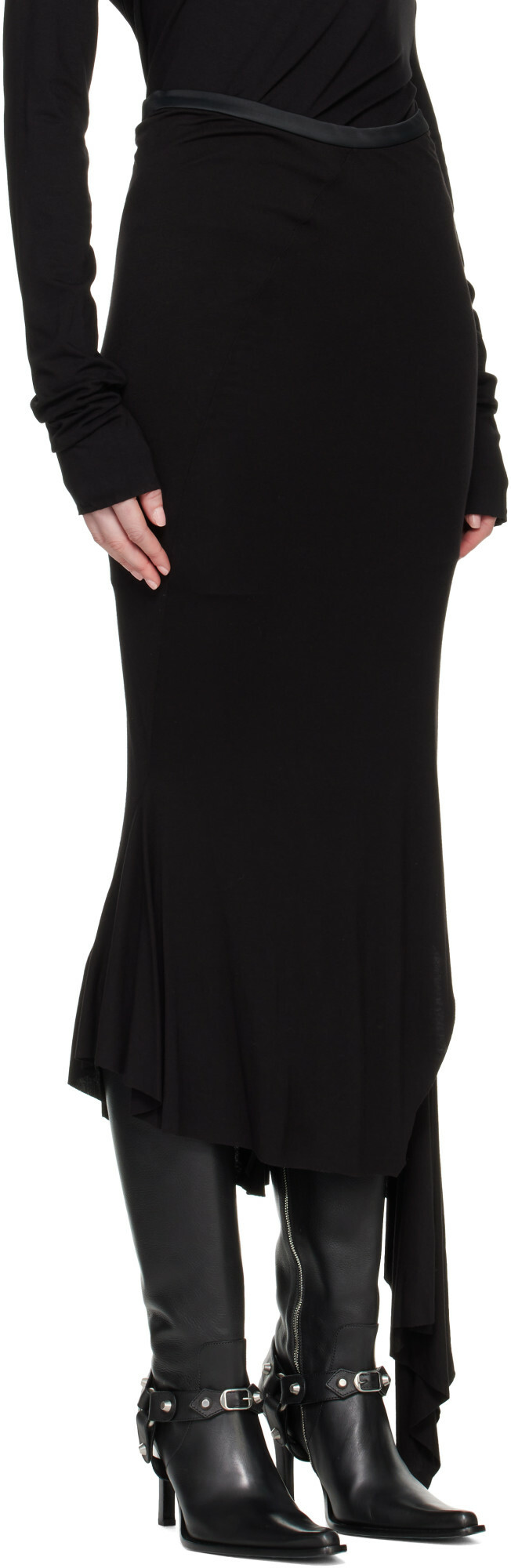 AARON ESH Black Fishtail Maxi Skirt