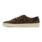 Saint Laurent Brown Suede Leopard Court Classic SL/06 Sneakers