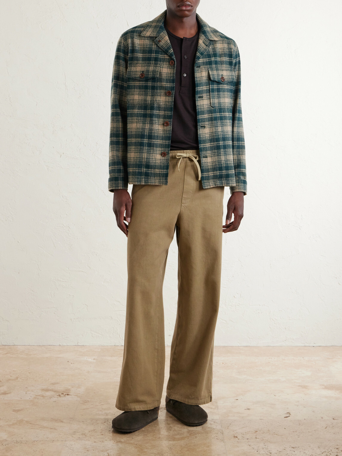 Hartford - Checked Wool-Blend Overshirt - Green