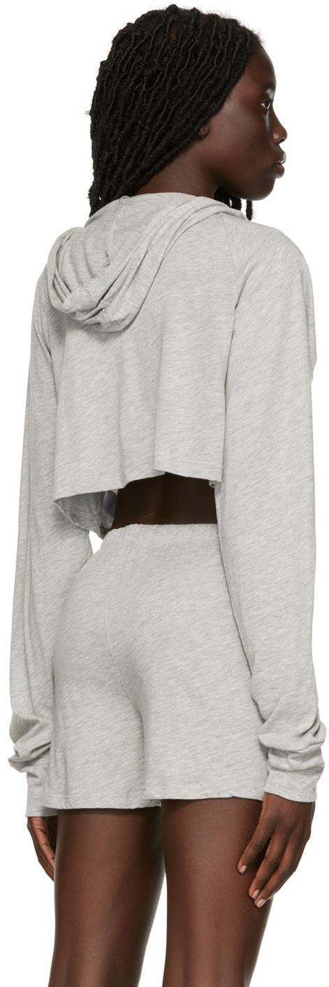 ÉTERNE Gray Raglan Cropped Hoodie