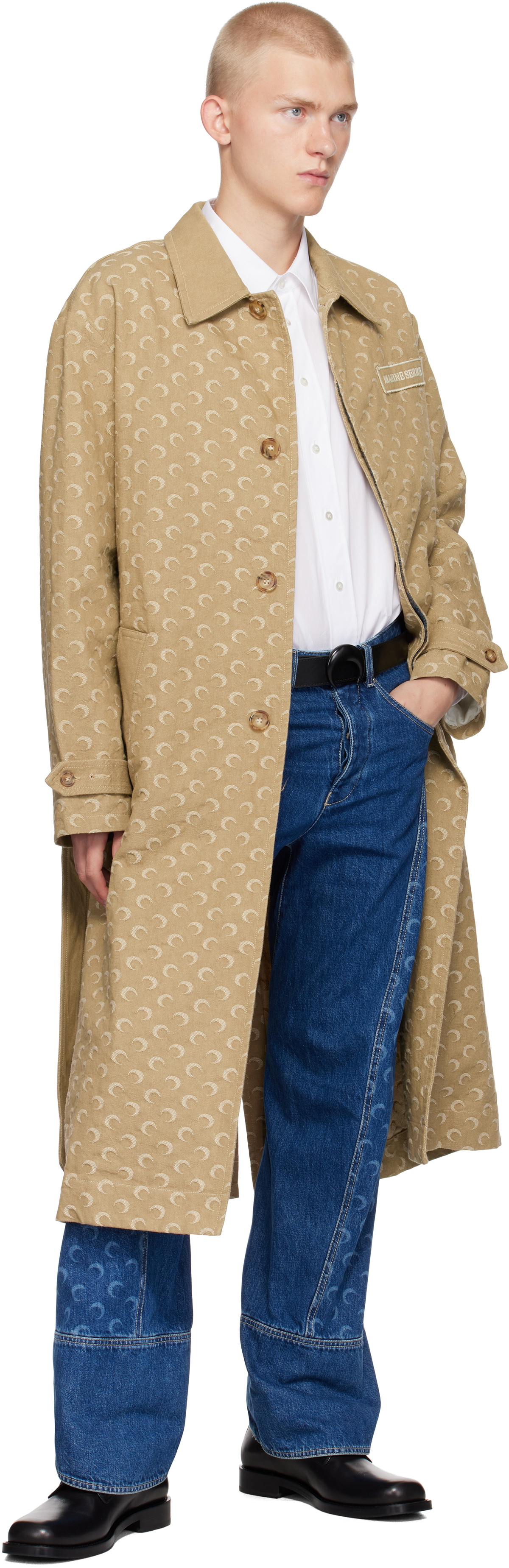コート Marine Serre Coat Marine Serre Beige Moon Jacquard Twill Trench Coat Marine Serre