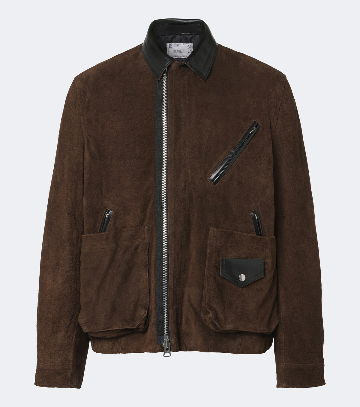 Sacai Leather-trimmed suede blouson jacket