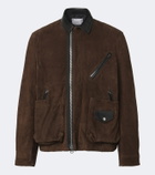Sacai Leather-trimmed suede blouson jacket