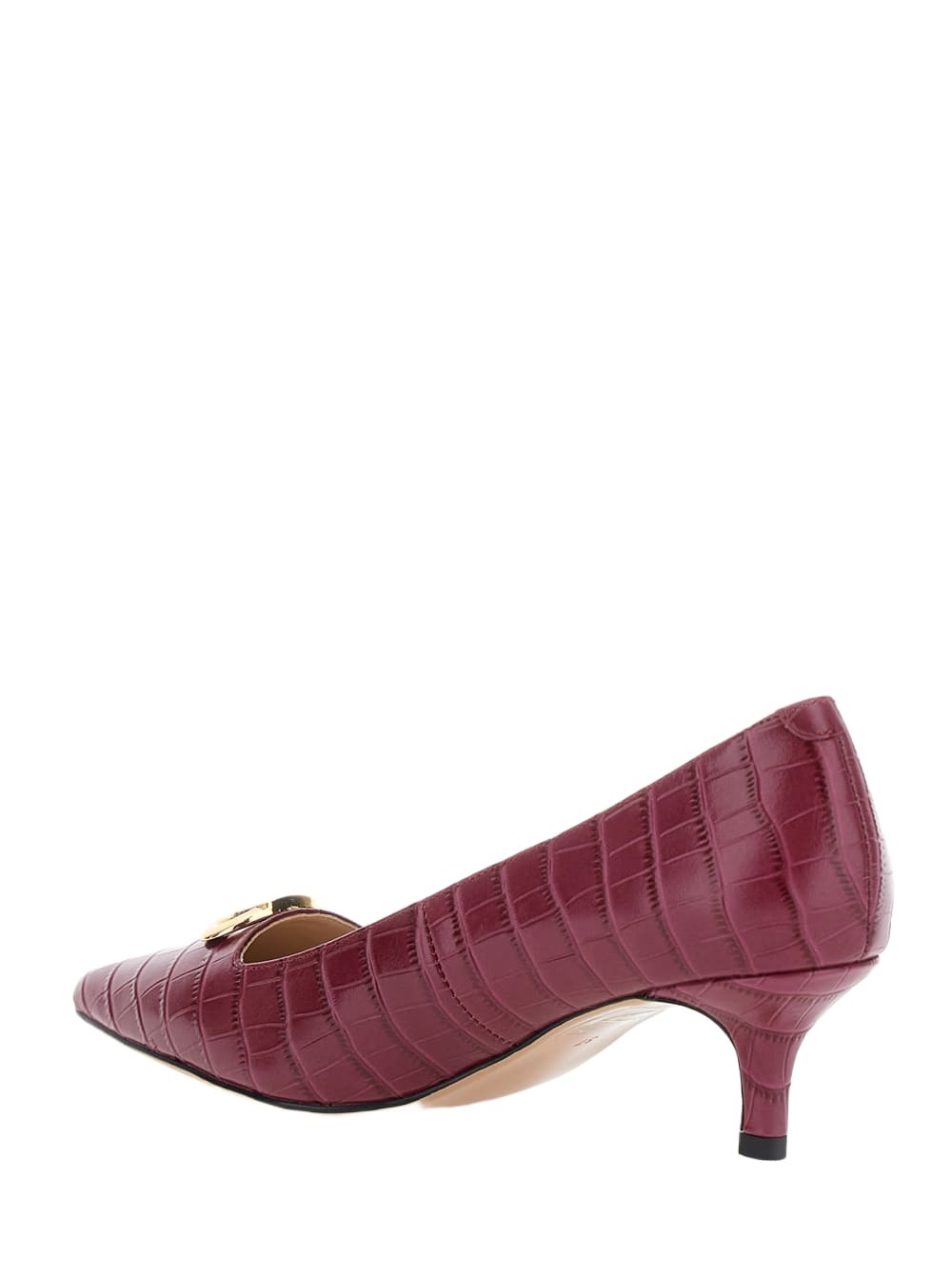 TwinSet Bordeaux Pumps With Low Stiletto Heel And Embissed Crocodile Effect In Leather Woman