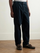 Officine Générale - Hermann Straight-Leg Belted Pleated Cotton-Blend Corduroy Chinos - Blue