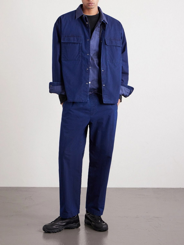 Photo: A Kind Of Guise - Nanamica Insulation Cropped Straight-Leg Padded Cotton-Blend Trousers - Blue