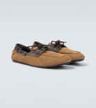 Prada Shuffle leather-trimmed canvas boat shoes