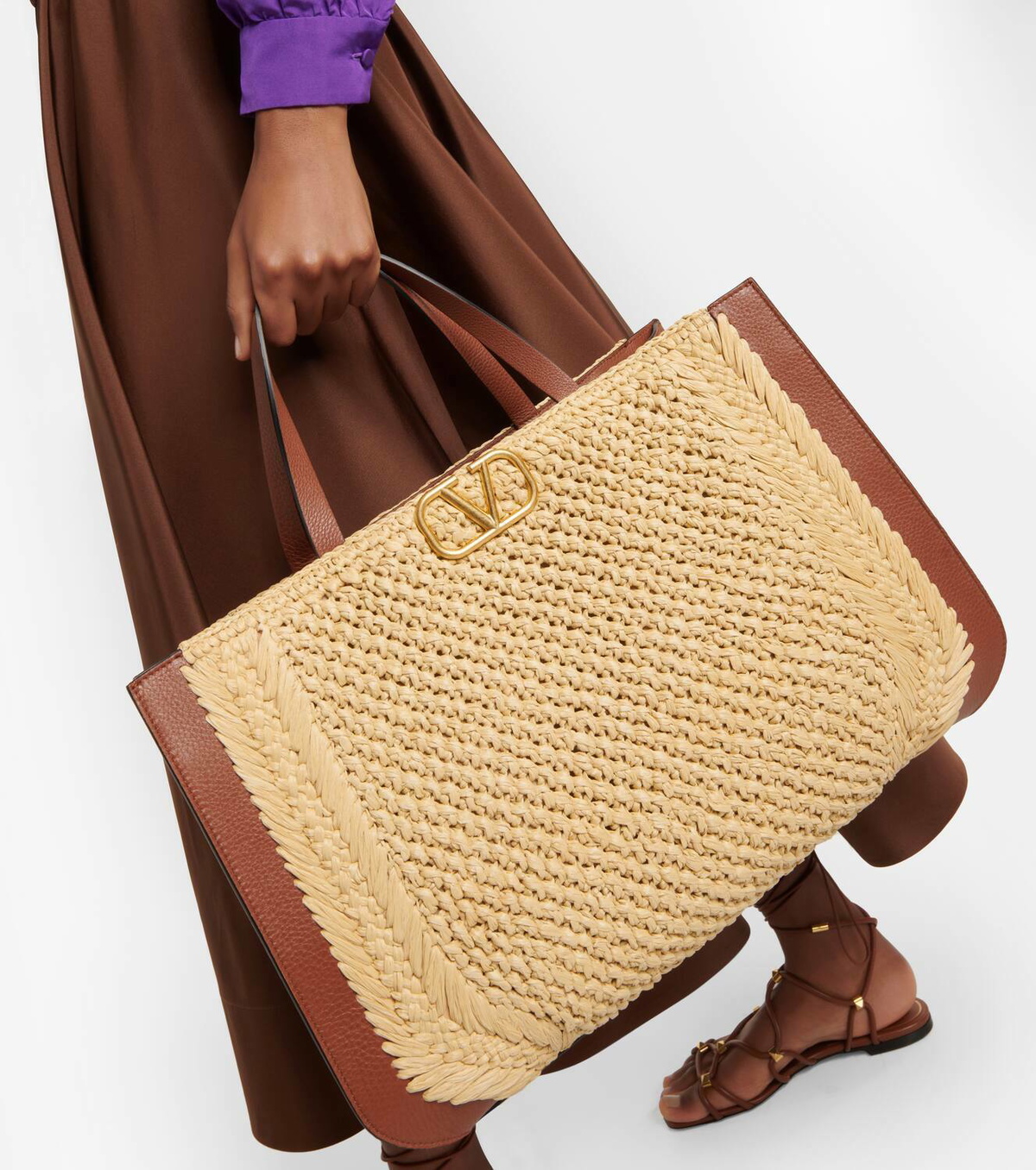 Valentino Garavani VLogo Signature raffia-effect tote bag