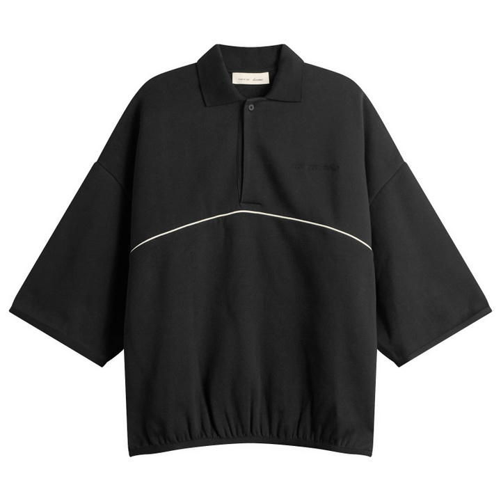 Photo: Fear of God ESSENTIALS Men's Active Trace Polo Sweatshirt in Vintage Black