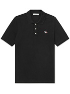 Maison Kitsuné - Logo-Appliquéd Cotton-Piqué Polo Shirt - Black