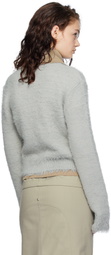 AMOMENTO Gray Shaggy Cropped Cardigan