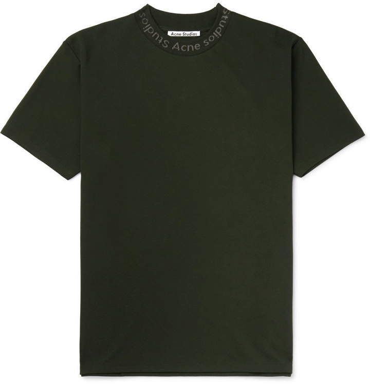 Photo: Acne Studios - Navid Logo-Print Stretch-Jersey T-Shirt - Green
