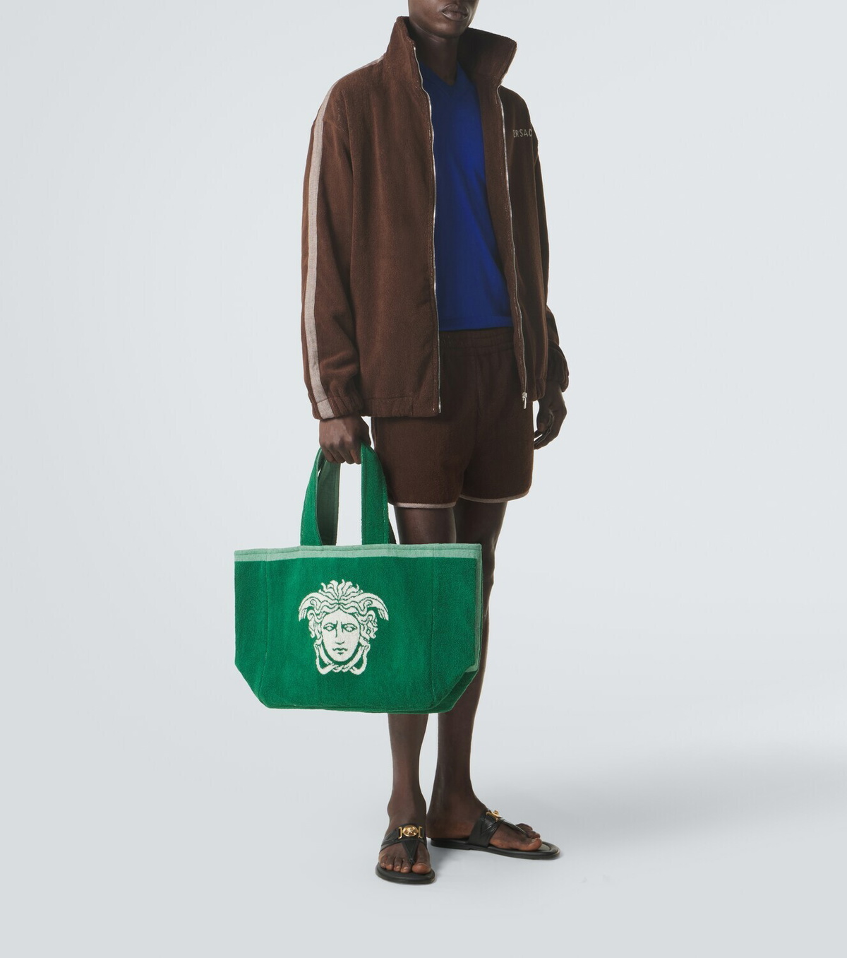 Versace Medusa cotton-terry jacquard tote bag