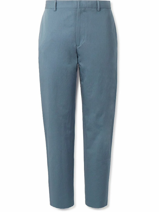 Photo: Paul Smith - Straight-Leg Cotton and Linen-Blend Trousers - Blue