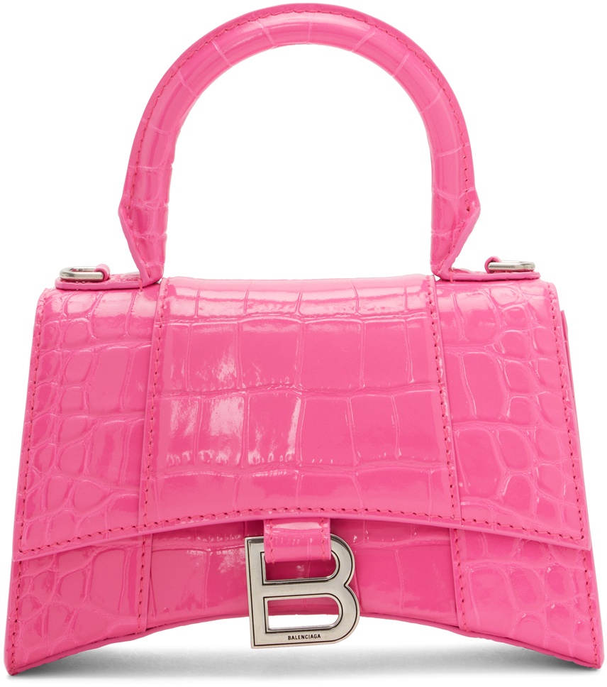 Balenciaga Mini Hourglass Denim Tote Bag - Pink