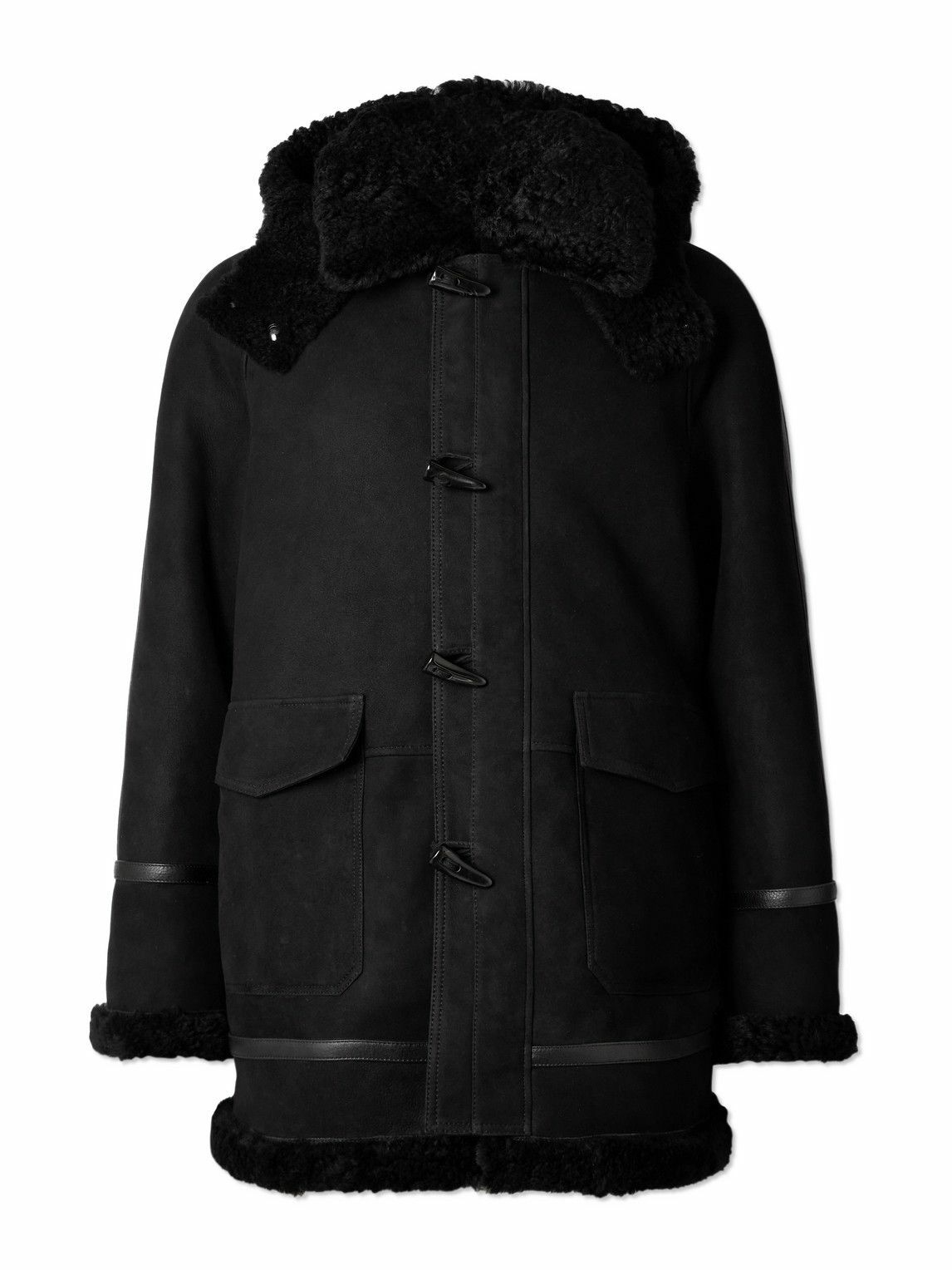 Mr P. - Oversized Shearling Duffle Coat - Black