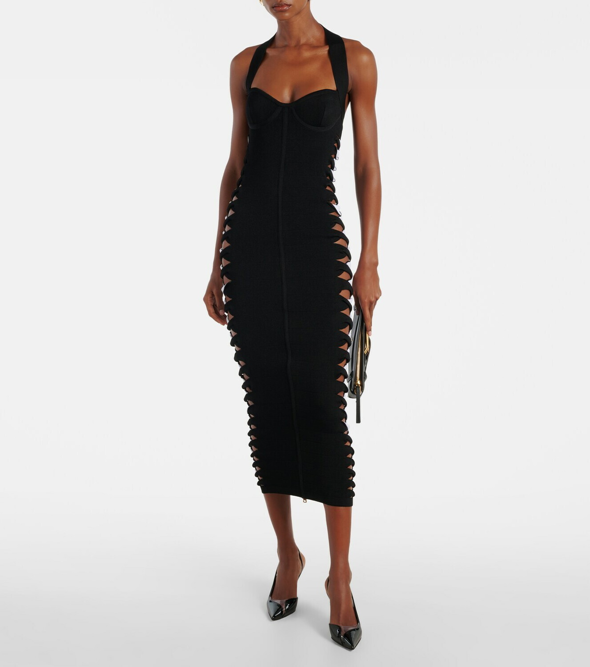 Balmain Cutout halterneck jersey midi dress