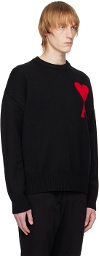 AMI Paris Black Ami De Cœur Sweater