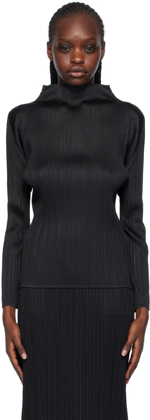 Pleats Please Issey Miyake Black Seeker Turtleneck Pleats