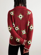 BODE - Winchester Rose Appliquéd Crocheted Cotton Shirt - Red
