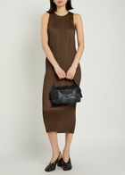 Pleats Please Issey Miyake Pleated Woven Midi Dress Brown