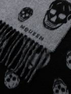McQueen - Fringed Intarsia-Knit Wool and Cashmere-Blend Scarf