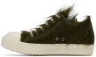 Rick Owens Green Pony Hair Low Sneakers