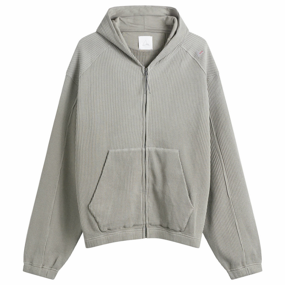 ROA Men's Bee Sun Faded Organic Waffle Zip Up Hoodie in Grey